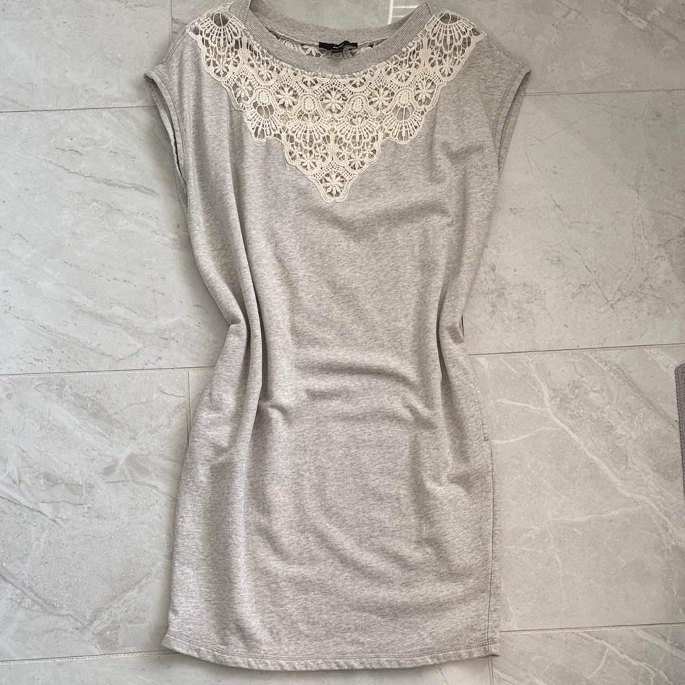 Diesel Gray Dress with Cream Lace Detail